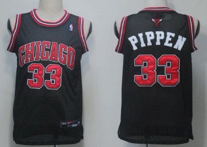 Chicago Bulls #33 Pippen Black With Chicago Swingman Jersey - Zenithce