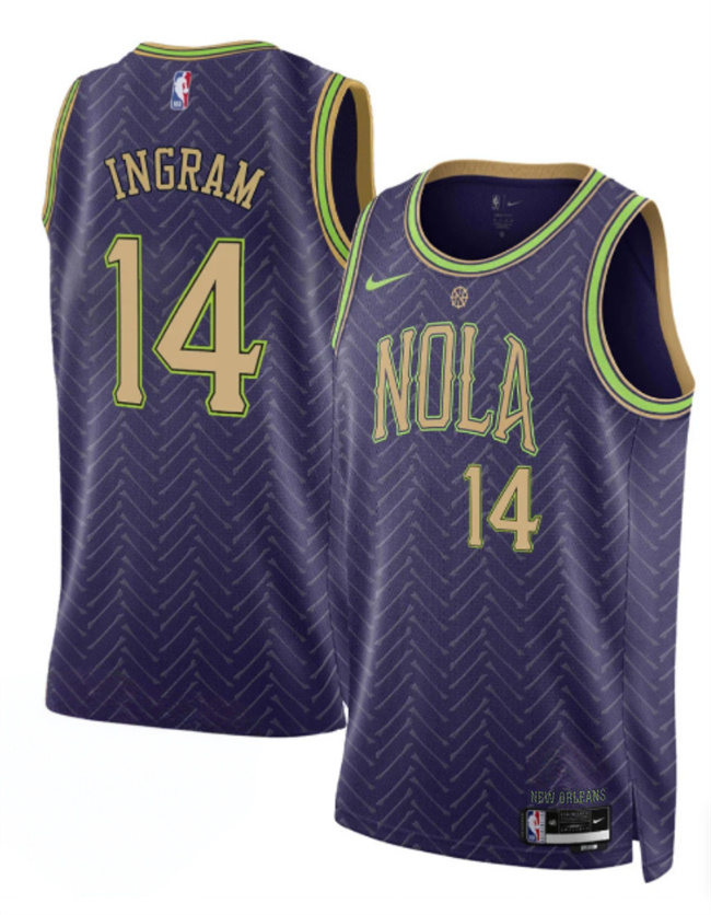 New Orleans Pelicans #14 Brandon Ingram Purple 2024-25 City Ediiton Stitched Jersey - Zenithce