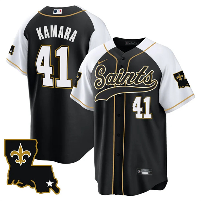 New Orleans Saints #41 Alvin Kamara Black White 1987 Legacy Cool Base Stitched Jersey - Zenithce