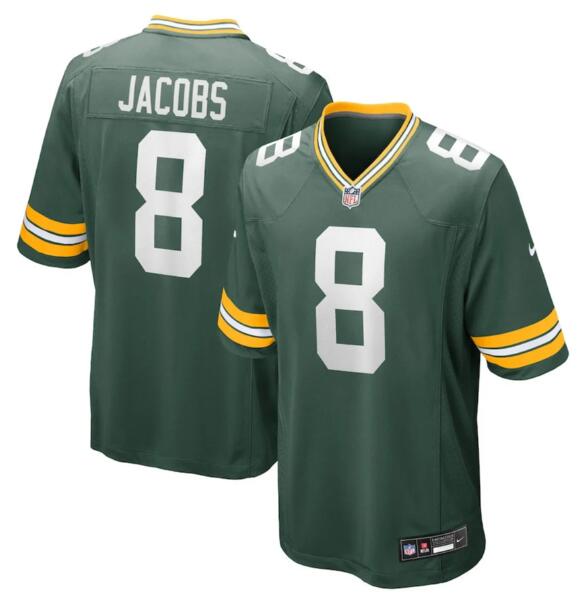 Green Bay Packers #8 Josh Jacobs Green Stitched Game Jersey - Zenithce