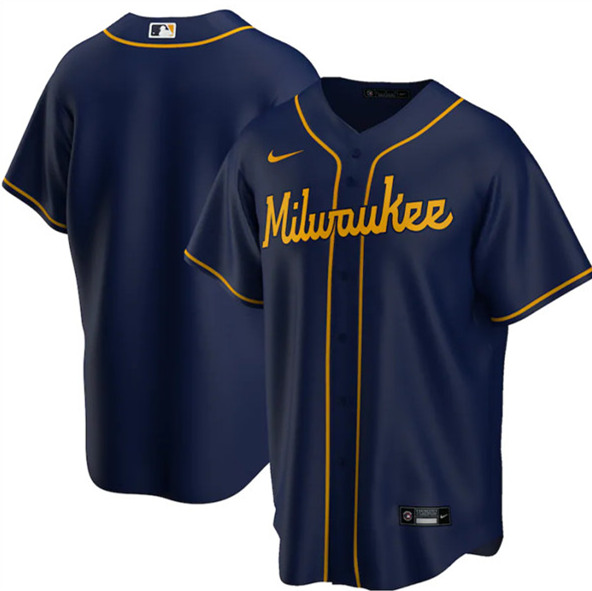 Milwaukee Brewers Blank Navy Cool Base Stitched Jersey - Zenithce