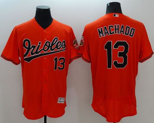 Orioles #13 Manny Machado Orange Flexbase Authentic Collection Stitched Jersey - Zenithce