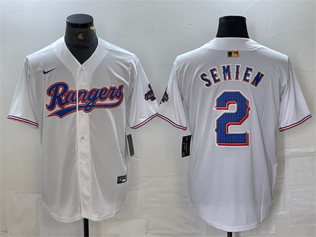 Texas Rangers #2 Marcus Semien White Gold Cool Base Stitched Jersey - Zenithce