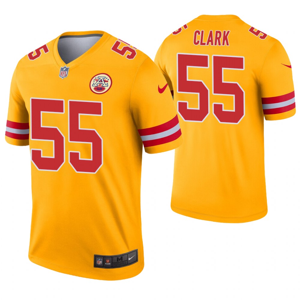 Kansas City Chiefs #55 Frank Clark Gold Inverted Legend Jersey - Zenithce