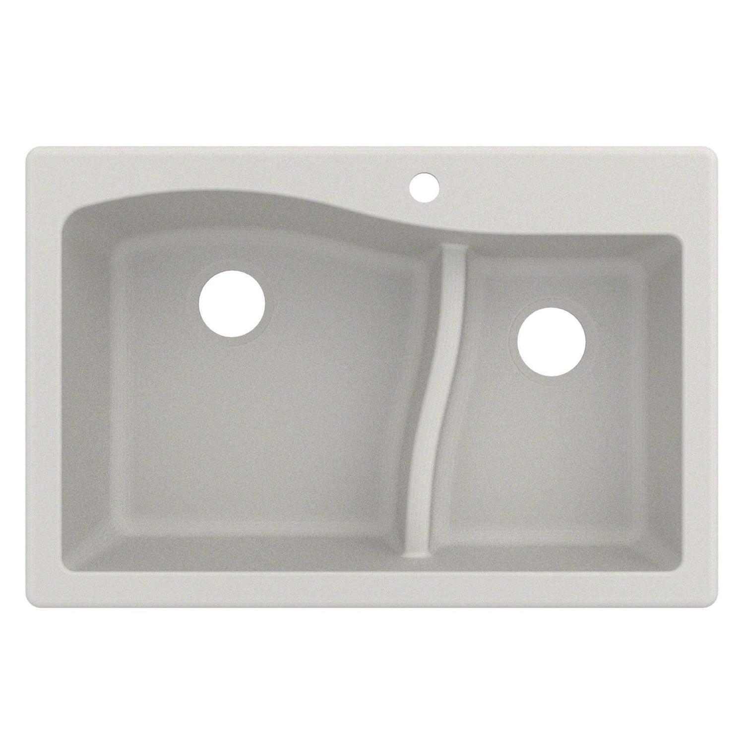 Kraus Quarza 33 Dual Mount 60/40 Double Bowl Granite Kitchen Sink KGD-442 - Zenithce