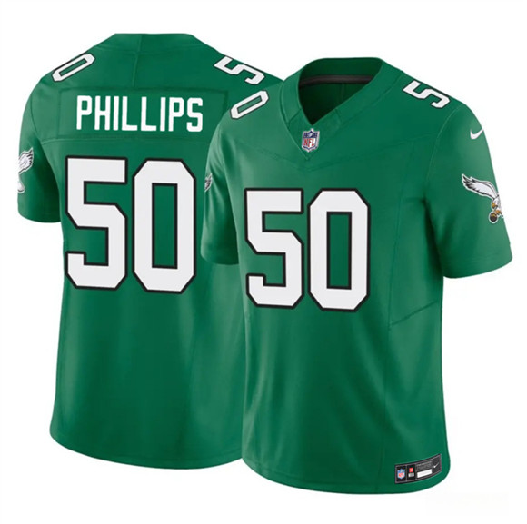 Philadelphia Eagles #50 Jaelan Phillips Kelly Green 2025 F.U.S.E. Vapor Untouchable Limited Throwback Stitched Jersey - Zenithce