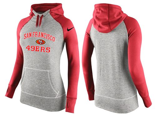 Women's Nike San Francisco 49ers Performance Hoodie Grey   Red_2 - Zenithce