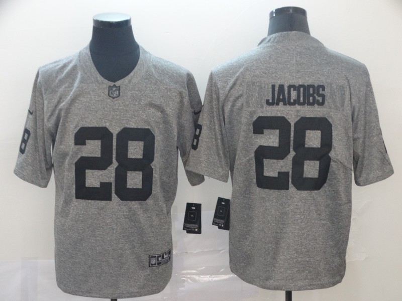Raiders #28 Josh Jacobs Grey Limited Stitched Jersey - Zenithce