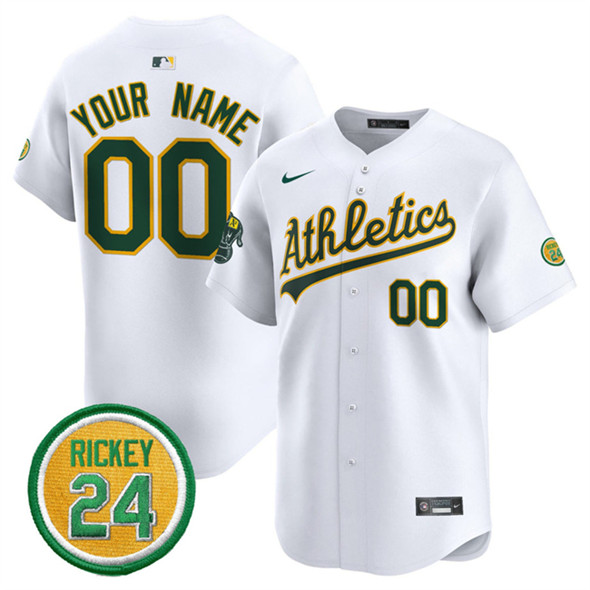 Oakland Athletics Custom White 2024 Home Limited With Rickey Henderson Patch Stitched Jersey - Zenithce
