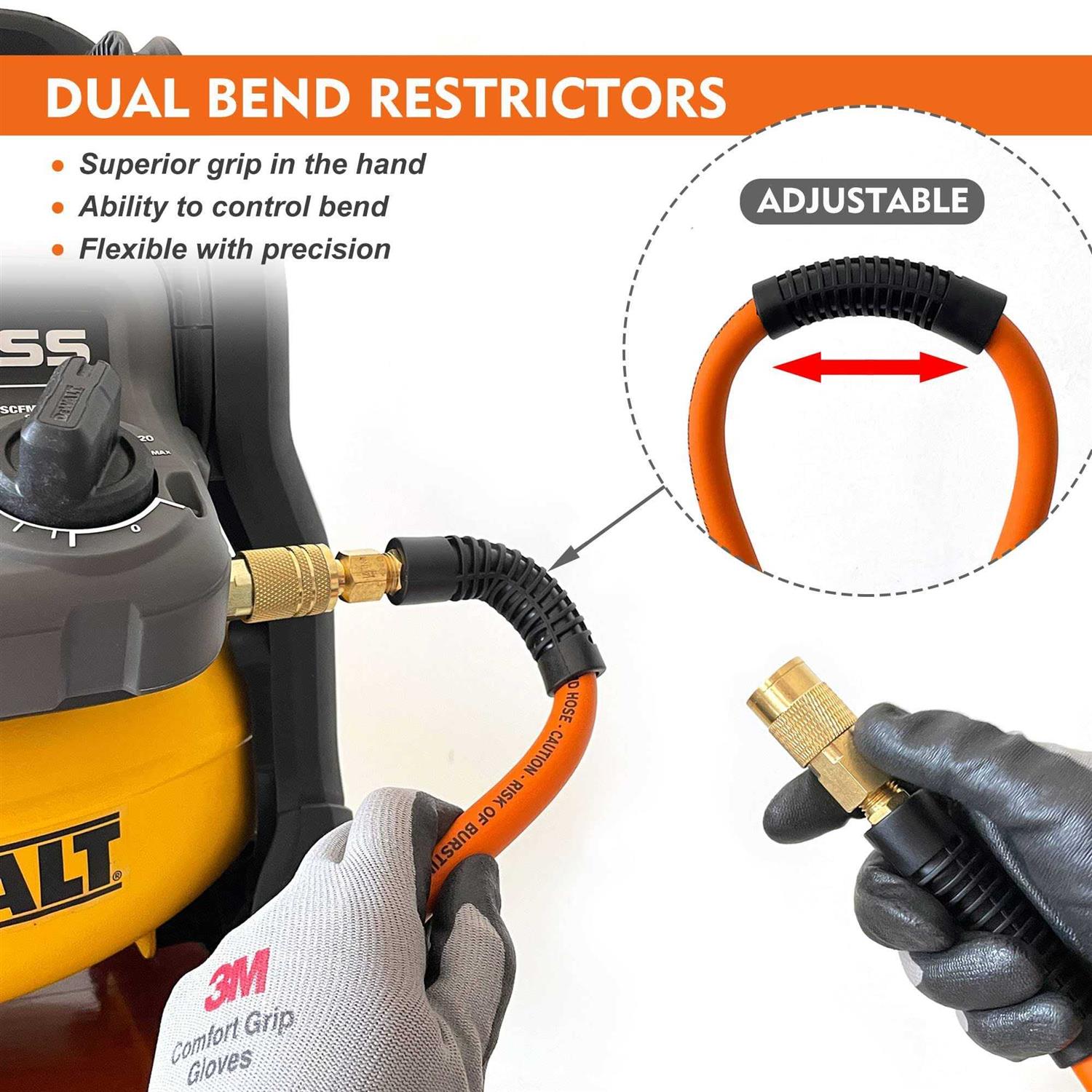 FYPower Air Compressor Hose 3/8 Inch x Hybrid Hose with Fittings, Flexible and Kink Resistant - Zenithce