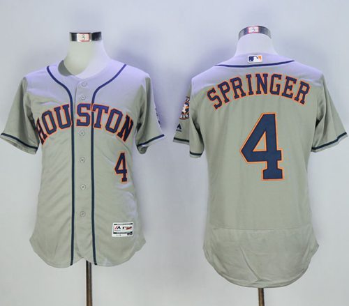 Astros #4 George Springer Grey Flexbase Authentic Collection Stitched Jersey - Zenithce