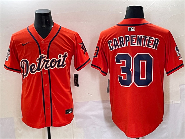 Detroit Tigers #30 Kerry Carpenter Orange With Patch Vapor Premier Limited Stitched Jersey - Zenithce