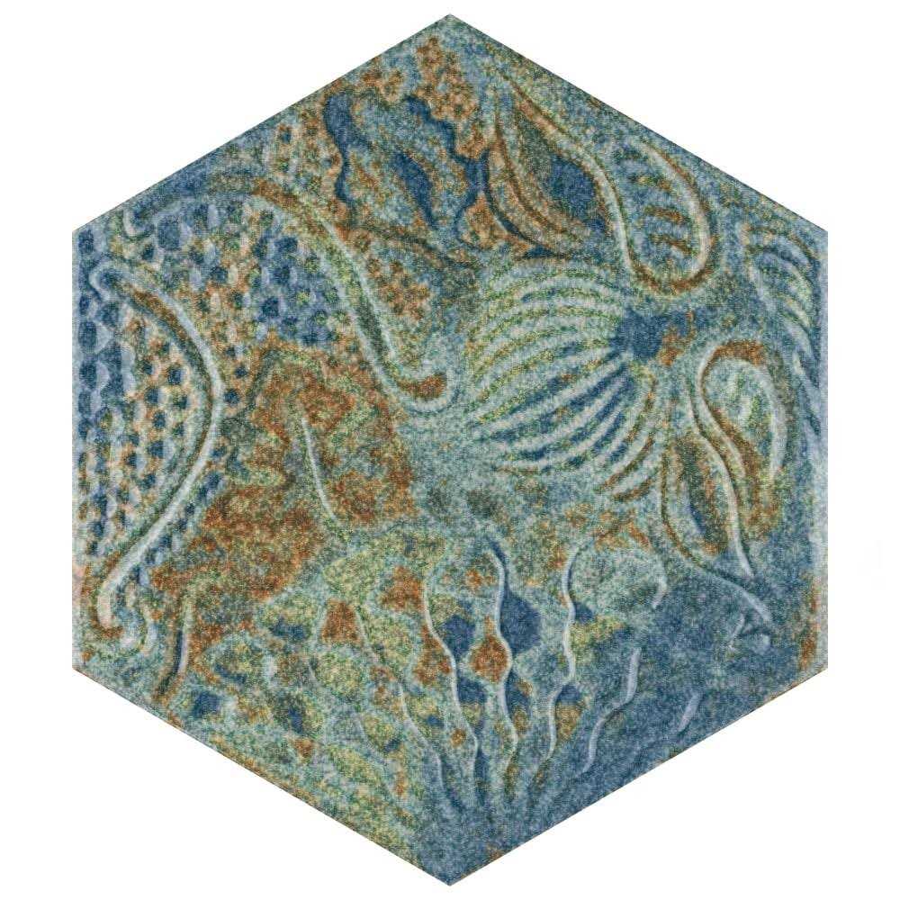 Merola Tile Gaudi React Hex Ocean 8-5/8 x 9-7/8 Porcelain Floor and Wall Tile - Zenithce