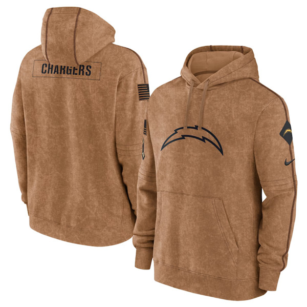 Los Angeles Chargers 2023 Brown Salute To Service Pullover Hoodie - Zenithce