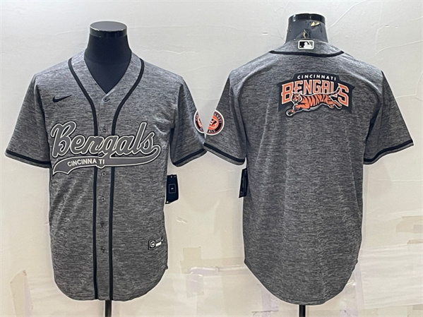 Cincinnati Bengals Gray Team Big Logo With Patch Cool Base Stitched Jersey - Zenithce