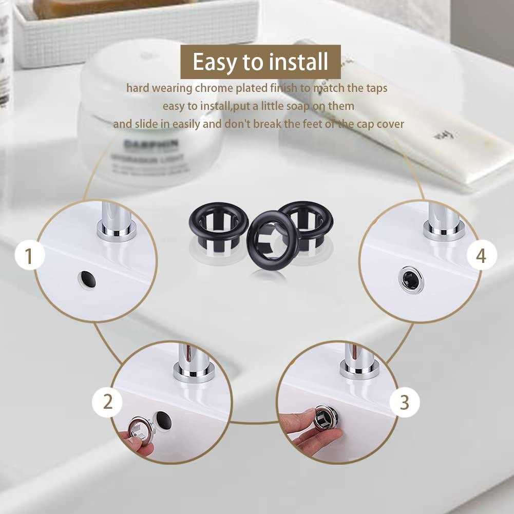 skypia 4 Pcs Sink Overflow Ring Set Bathroom Accessary Kitchen Bathroom Sink Basin Overflow Cover Vanity Sink Overflow Cover - Zenithce