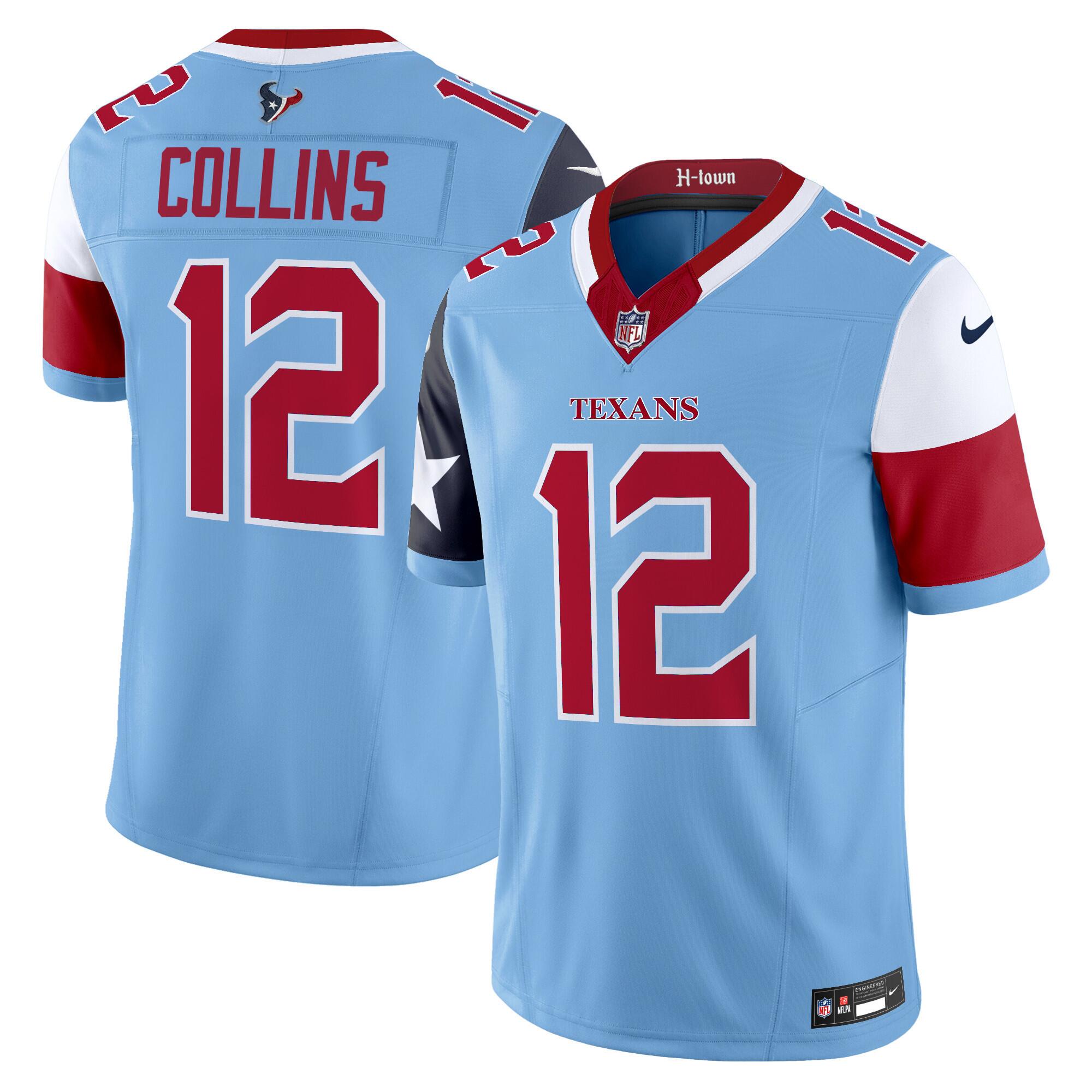 Houston Texans #12 Nico Collins Blue 2024 F.U.S.E V5 Stitched Limited Jersey - Zenithce