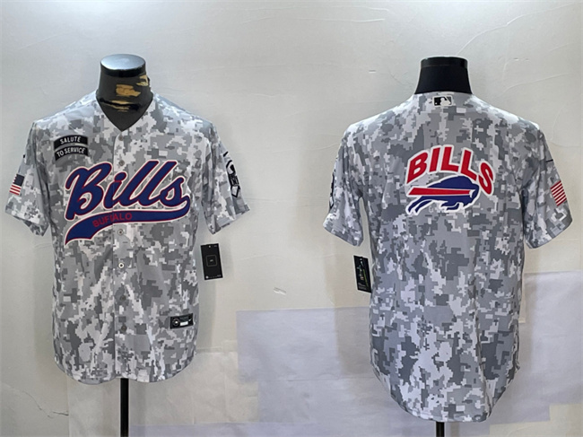 Buffalo Bills Team Big Logo 2024 Arctic Camo Salute To Service Stitched Jersey - Zenithce