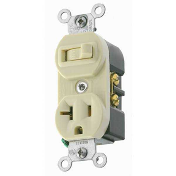 Leviton 5335 20 Amp 120 Volt Duplex Style Combination Single Pole Switch/Receptacle 5335-W - Zenithce