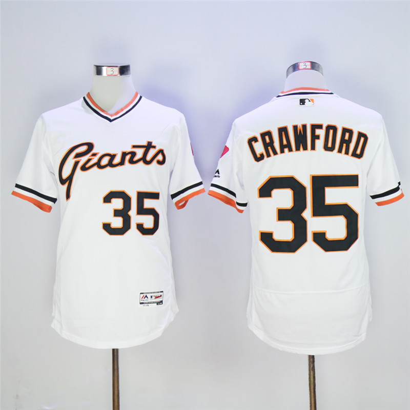 San Francisco Giants #35 Brandon Crawford White Throwback Flexbase Stitched Jersey - Zenithce