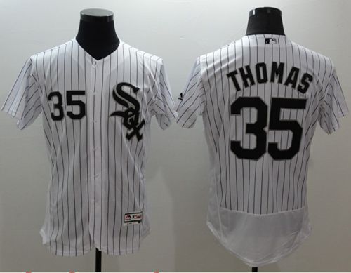 White Sox #35 Frank Thomas White(Black Strip) Flexbase Authentic Collection Stitched Jersey - Zenithce