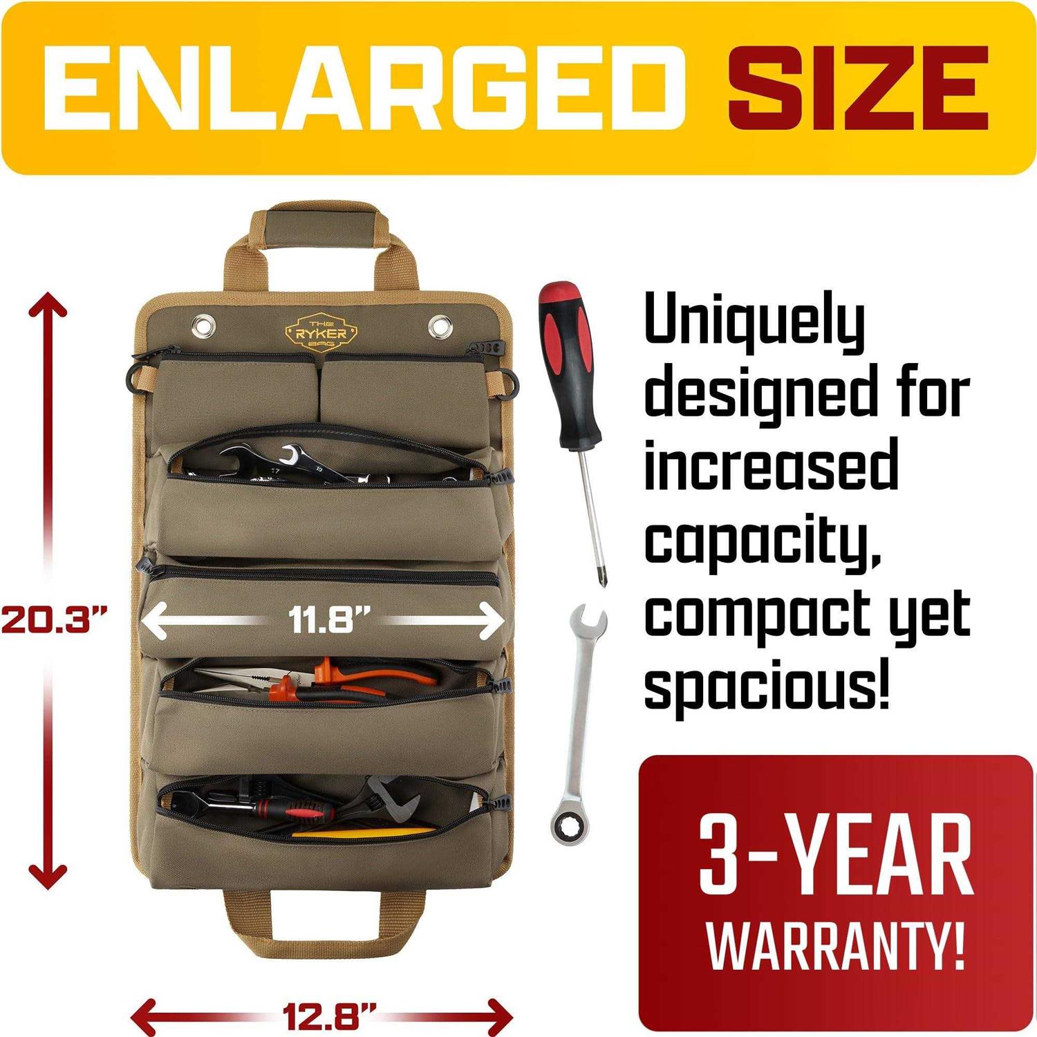 The Ryker Bag Tool Organizers Small Tool Bag W/Detachable Pouches Heavy Duty Roll Up Tool Bag Organizer - Zenithce