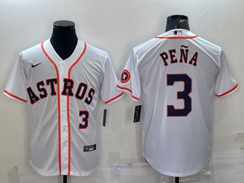 Houston Astros #3 Jeremy Pena White With Patch Cool Base Stitched Jersey - Zenithce