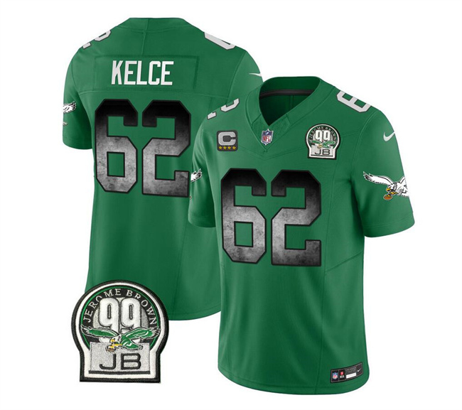 Philadelphia Eagles #62 Jason Kelce Green 2023 F.U.S.E. With 4-Star C Patch Throwback Vapor Untouchable Limited Stitched Jersey - Zenithce