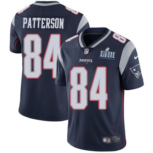 New England Patriots #84 Cordarrelle Patterson Navy Blue White Super Bowl LIII Vapor Untouchable Limited Stitched Jersey - Zenithce
