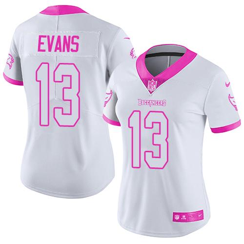 Tampa Bay Buccaneers #13 Mike Evans White Pink Vapor Untouchable Limited Stitched Jersey - Zenithce