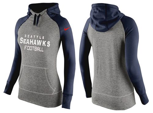 Women's Nike Seattle Seahawks Performance Hoodie Grey   Dark Blue_1 - Zenithce
