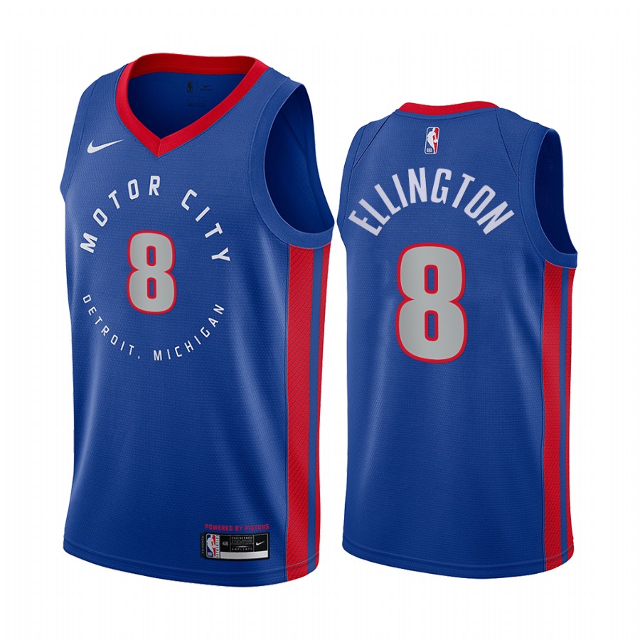 Pistons #8 Wayne Ellington Blue Swingman 2020-21 City Edition Jersey - Zenithce