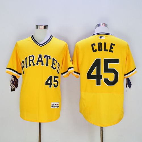 Pirates #45 Gerrit Cole Gold Flexbase Authentic Collection Stitched Jersey - Zenithce
