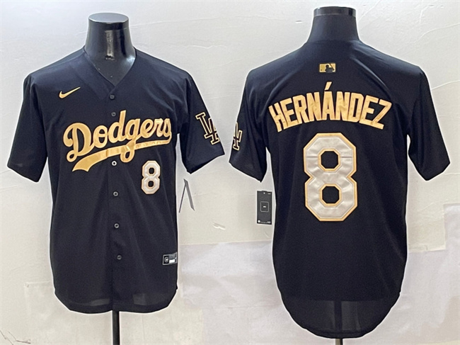 Los Angeles Dodgers #8 Enrique Hernandez Black Gold Limited Stitched Jersey - Zenithce