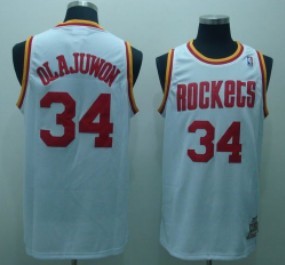 Houston Rockets #34 Hakeem Olajuwon White Swingman Throwback Jersey - Zenithce