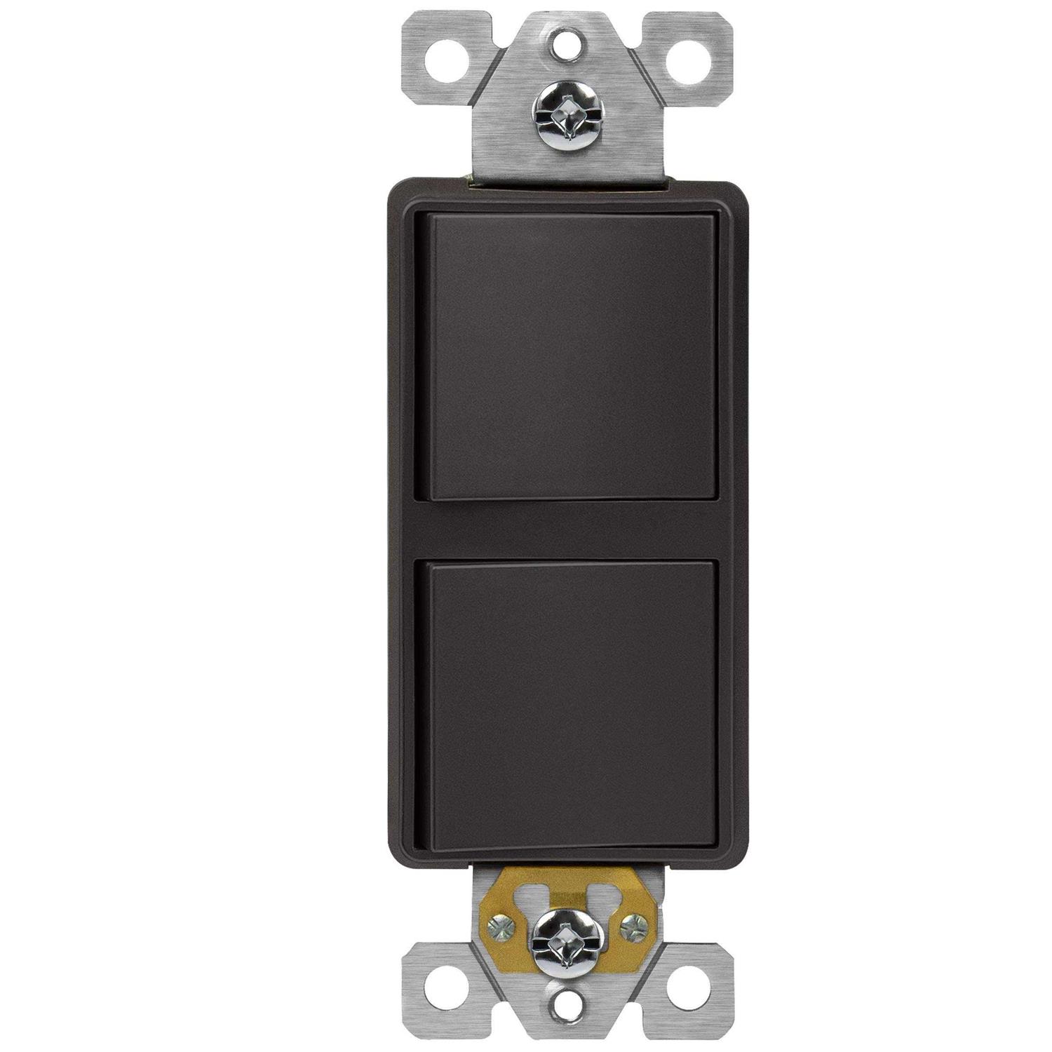 Enerlites Double Paddle Rocker Decorator Switch Ground Terminal - Zenithce