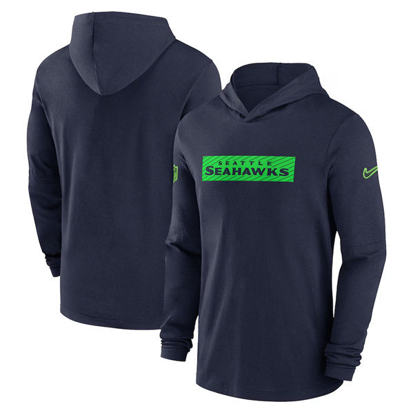 Seattle Seahawks Navy Sideline Performance Hoodie - Zenithce