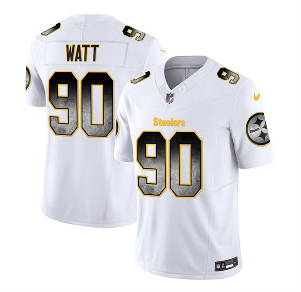 Pittsburgh Steelers #90 T.J. Watt White 2023 F.U.S.E. Smoke Vapor Untouchable Limited Stitched Jersey - Zenithce