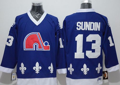 Nordiques #13 Mats Sundin Blue CCM Throwback Stitched Jersey - Zenithce