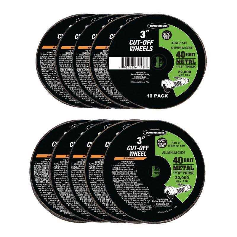 Warrior 3 in. x 1/16 in. x 3/8 in. Metal Cut-off Wheels - Zenithce