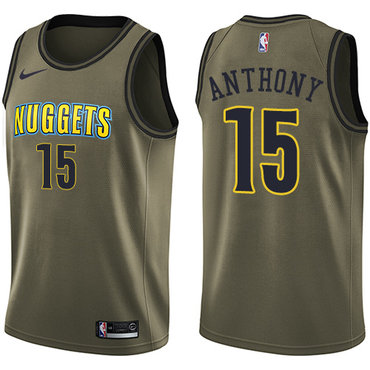 Denver Nuggets #15 Carmelo Anthony Green Salute to Service Swingman Jersey - Zenithce