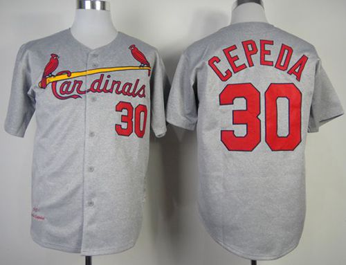 Mitchell And Ness 1967 Cardinals #30 Orlando Cepeda Grey Throwback Stitched Jersey - Zenithce