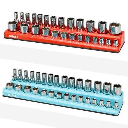Shall Magnetic Socket Organizer Set 2-Piece SAE & Metric Socket Holders - Zenithce