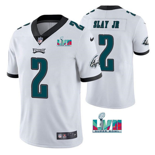 Philadelphia Eagles #2 Darius Slay JR White Super Bowl LVII Patch Vapor Untouchable Limited Stitched Jersey - Zenithce
