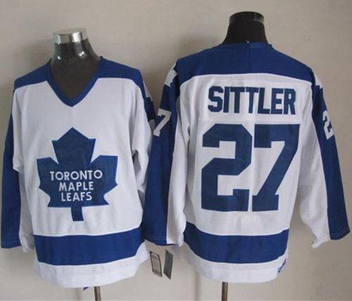 Maple Leafs #27 Darryl Sittler White Blue CCM Throwback Stitched Jersey - Zenithce