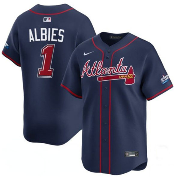 Atlanta Braves #1 Ozzie Albies Navy 2025 Speedway Classic Alternate Limited Stitched Jersey - Zenithce