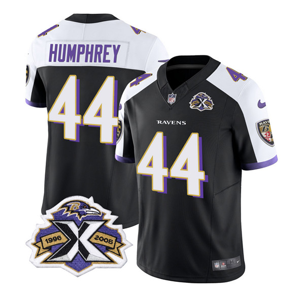 Baltimore Ravens #44 Marlon Humphrey Black White 2023 F.U.S.E With Patch Throwback Vapor Limited Stitched Jersey - Zenithce