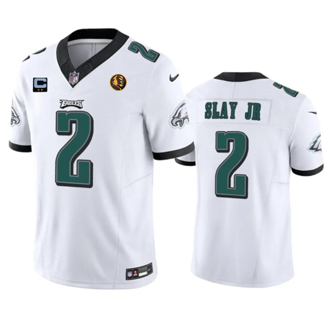 Philadelphia Eagles #2 Darius Slay JR White 2023 F.U.S.E. With 2-Star C Patch And John Madden Patch Vapor Limited Stitched Jersey - Zenithce