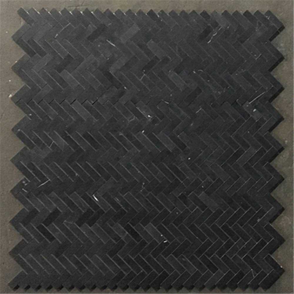 Marble Online Bardiglio Gray Marble Herringbone Mosaic Tile - Zenithce