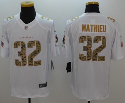 Cardinals #32 Tyrann Mathieu White Stitched Limited Salute To Service Nike Jersey - Zenithce